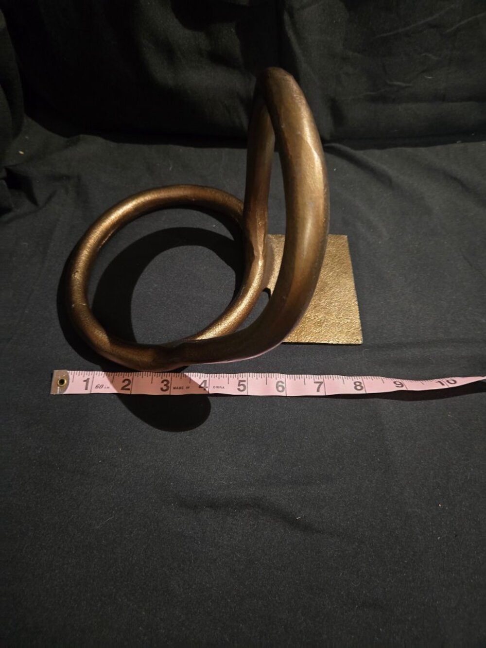 Sculptural Bronze Tone Cast Metal Loop Bookends Pair Modern Decor - Picture 10 of 11